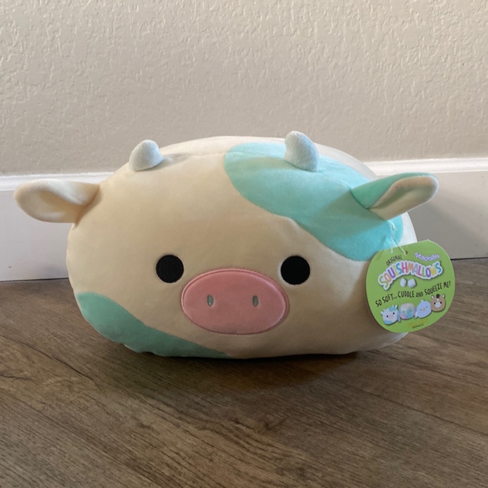 NWT Squishmallow Belana Blue Cow Stackable Plush 12”